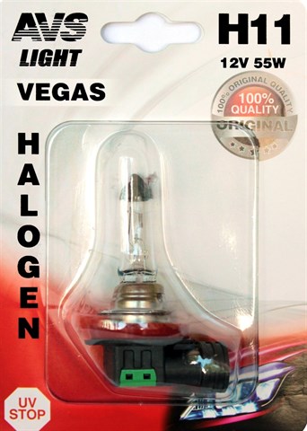 Автолампа галогенная AVS Vegas H11 12V 55W в блистере 1шт. - фото 24051
