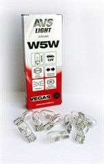 Автолампа габаритов и стоп сигналов AVS Vegas W5W 12V 5W 10шт. A78166S