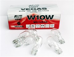 Автолампа габаритов и стоп сигналов AVS Vegas W10W 12V 10W 10шт. A78169S