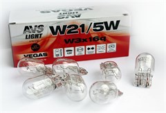 Автолампа габаритов и стоп сигналов AVS Vegas W21/5W 12V 5W 10шт. A78173S