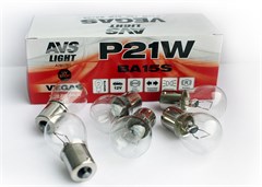 Автолампа габаритов и стоп сигналов AVS Vegas P21W 12V 21W белый 10шт. A78178S