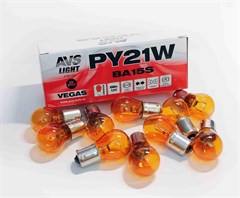 Автолампа габаритов и стоп сигналов AVS Vegas PY21W 12V 21W оранжевый 10шт. A78179S