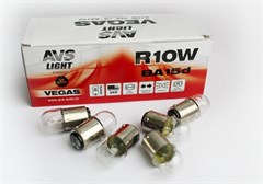 Автолампа габаритов и стоп сигналов AVS Vegas R10W (BA15D) 24V 10W 10шт.