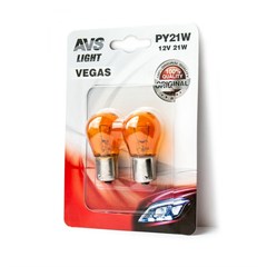 Автолампа габаритов и стоп сигналов AVS Vegas PY21W 12V 21W 2шт. A78476S